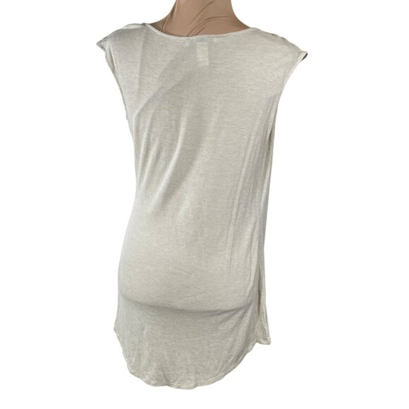 WHBM Tank Top T-Shirt Cream Side Drape Size S Small Wool Blend - Picture 3 of 6
